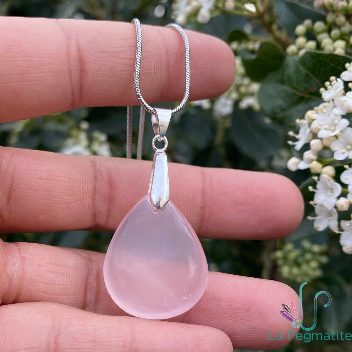 Pendentif Quartz Rose Naturel – Collier Femme, Cordon Offert, Pierre Brute